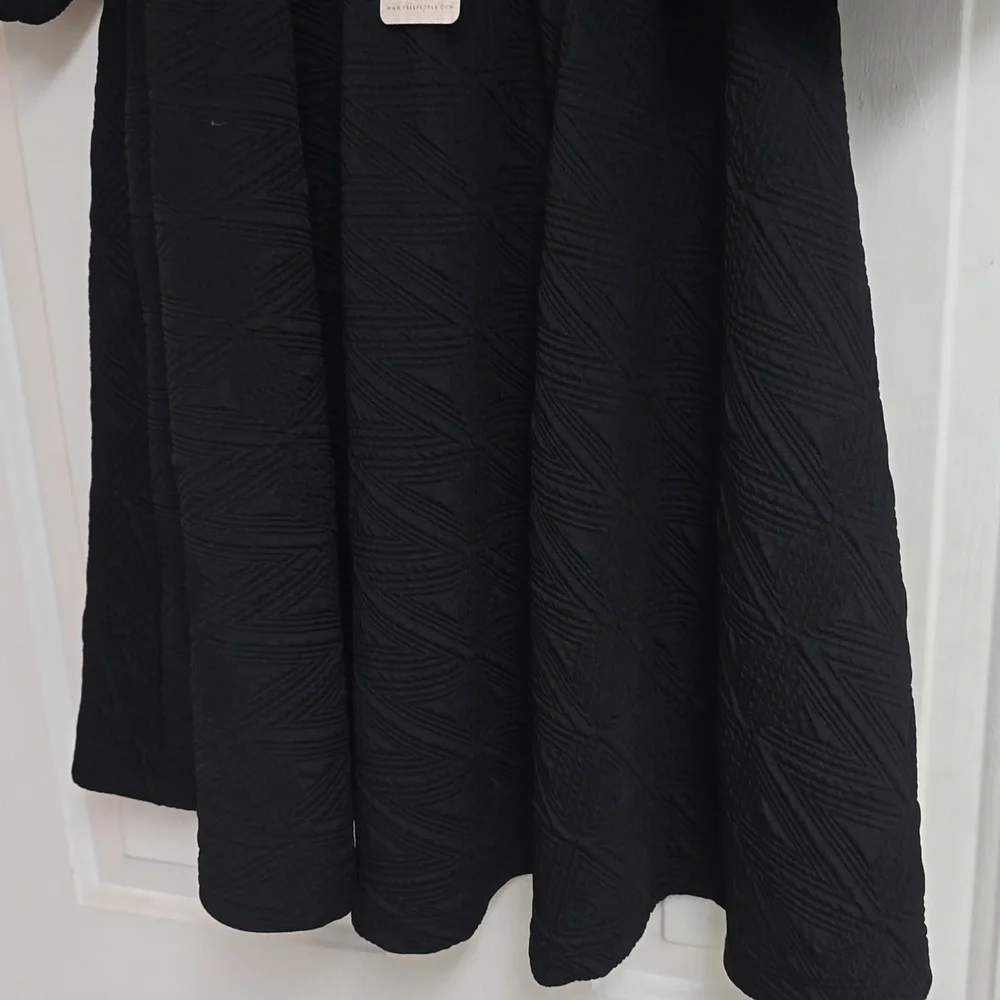 NEW Free People Violet Puff Sleeve Baby Doll Mini Dress Size S Black
